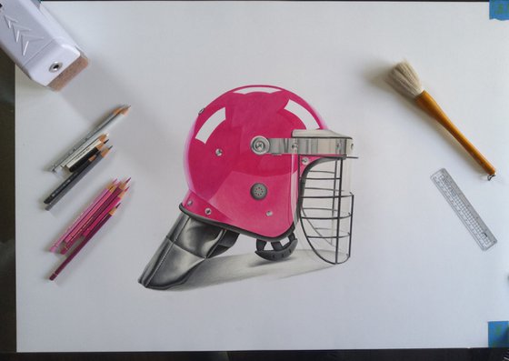 Right To Protest: A Pencil Drawing of a Riot Helmet