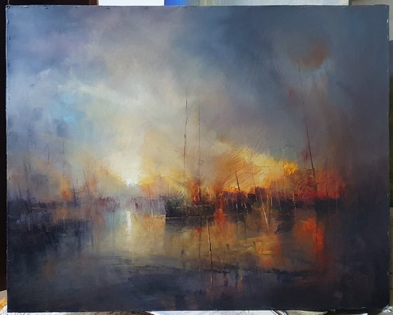 " Harbor of destroyed dreams - Morning After .... " W 125 x H 100 cm