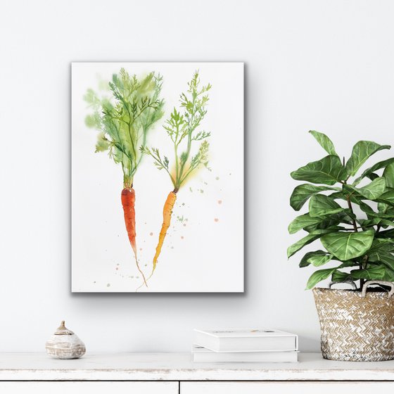 Carrots from my garden 2022. Original watercolor artwork.