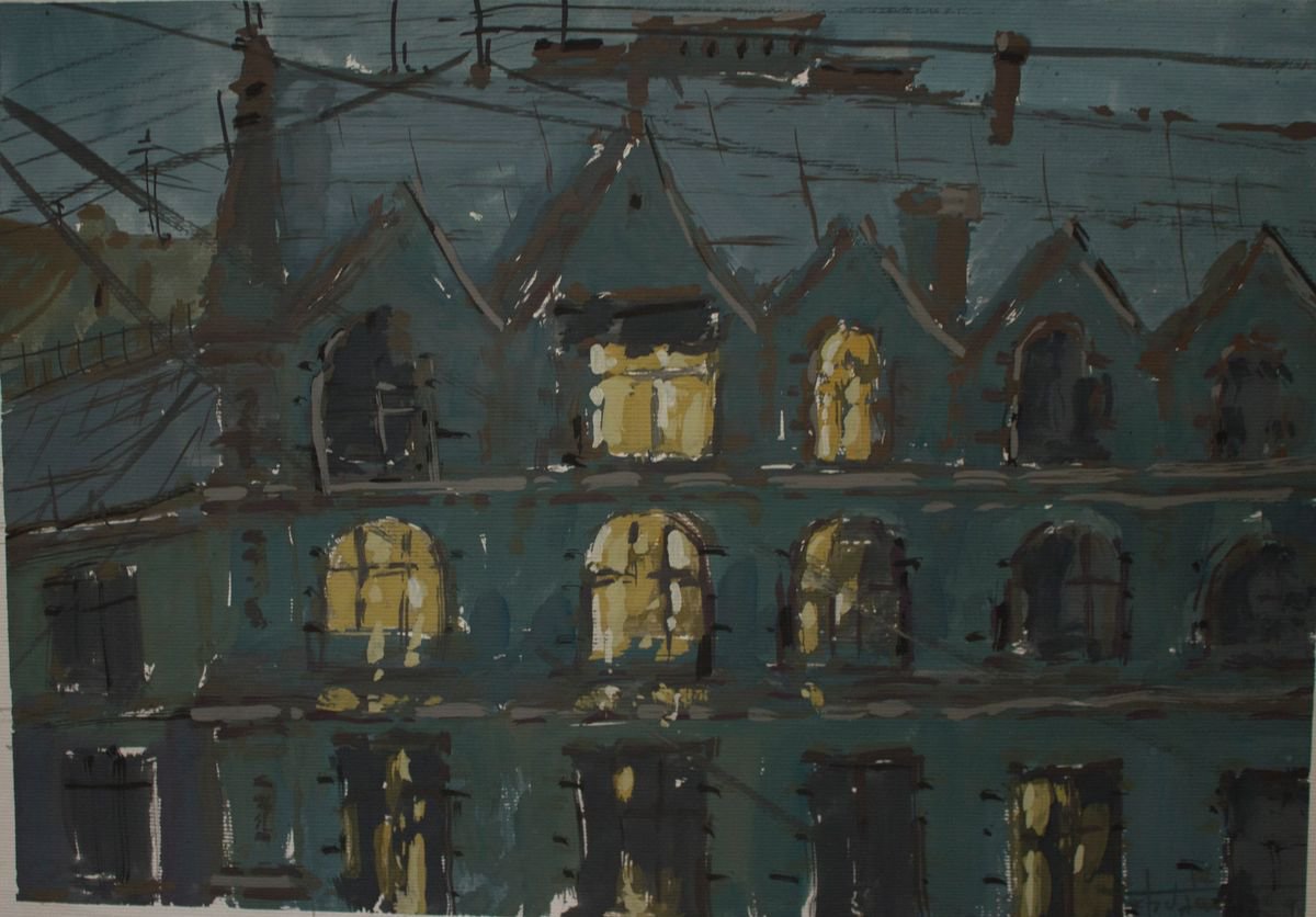 Impressionistic Cityscapes Painting By Eugene Gorbachenko, 17 X 12, Evening Petersburg, Original Artwork