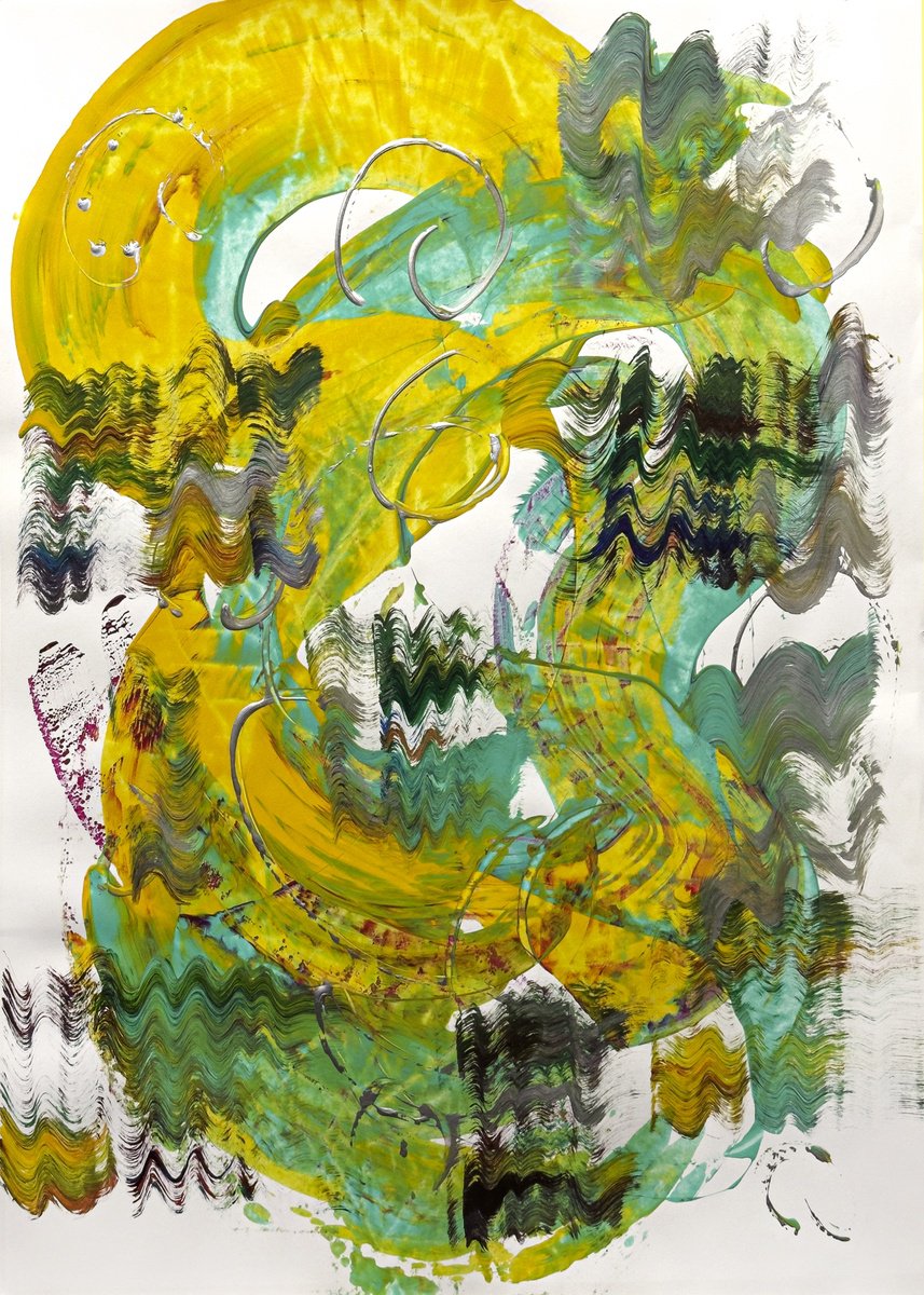 Organic Abstract Acrylic Painting By Anatoliy Menkiv, 24 X 33, #84 Metaphysics Series, Original Artwork