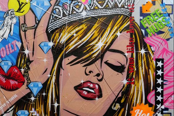 Sugar Queen 140cm x 100cm Colourful Textured Urban Pop Art