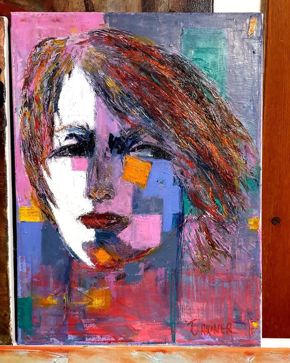 Expressive Portrait Oil Painting By Leo Baxiner, 12 X 16", Portrait# 11, Original Artwork