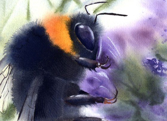 Bumble bee Original Watercolor Painting