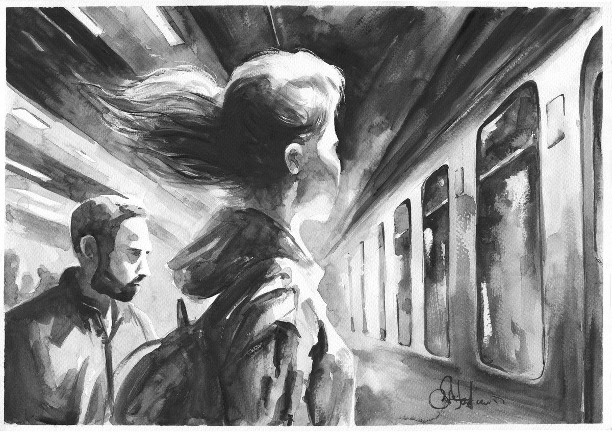 Girl in the subway by Oleksii Iakurin