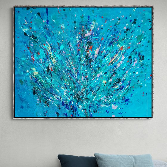 Zoia. (W)100x(H)80x(D)2 cm. Blue Abstract Painting