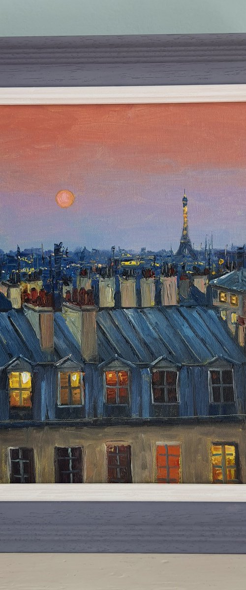Paris Rooftop sunset by Roberto Ponte
