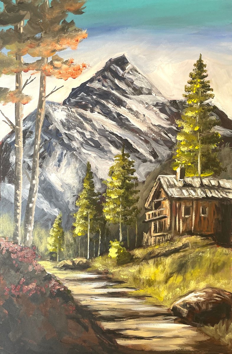 Impressionistic Landscape Acrylic Painting By Aisha Haider, 20 X 30, Peaceful Retreat, Original Artwork