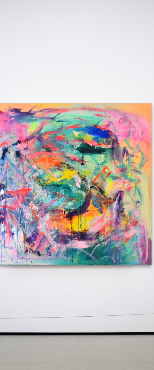 "Success" 120x120cm square format abstract artwork by Sebastian Merk
