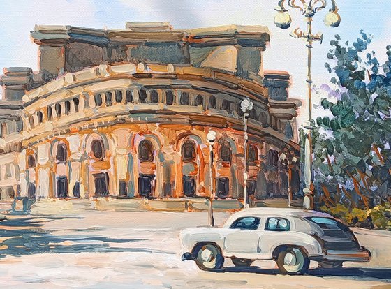 Cityscape - Yerevan - Opera (50x30cm, oil painting, ready to hang)