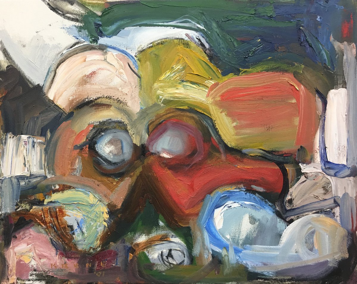 Organic Abstract Oil Painting By Don Keene, 20 X 16, Thoughts, Closed, Original Artwork