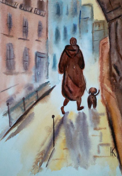 Paris. Walking the Dog. by Halyna Kirichenko