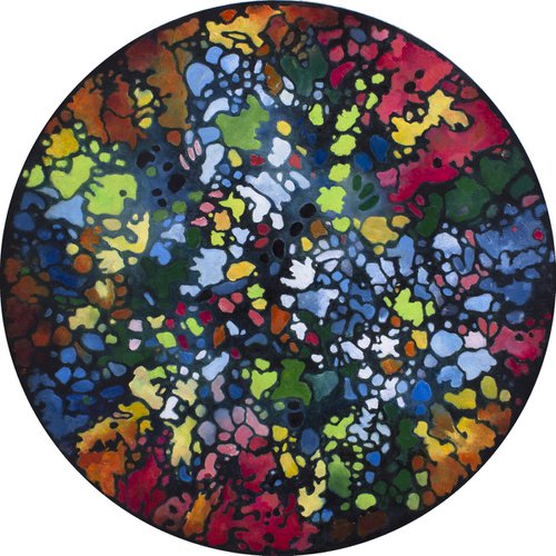 Meditative XL Size Round Shape Painting MURANO GLASS by Mila Moroko