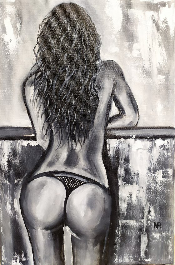 Forever in my mind, nude erotic girl oil painting, Gift, original oil painting