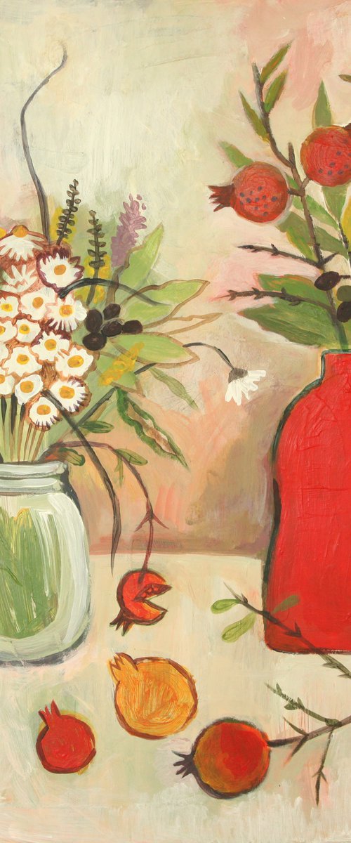 Flowers and pomegranates by Marina Gorkaeva