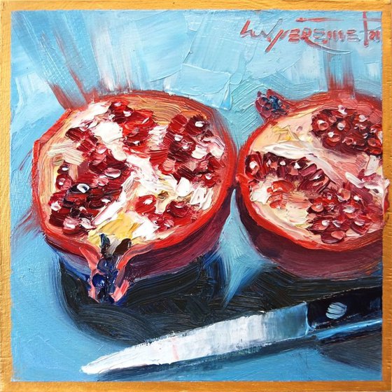 ‘POMEGRANATE HALVES’ - Oil Painting on Panel Ready to Hang
