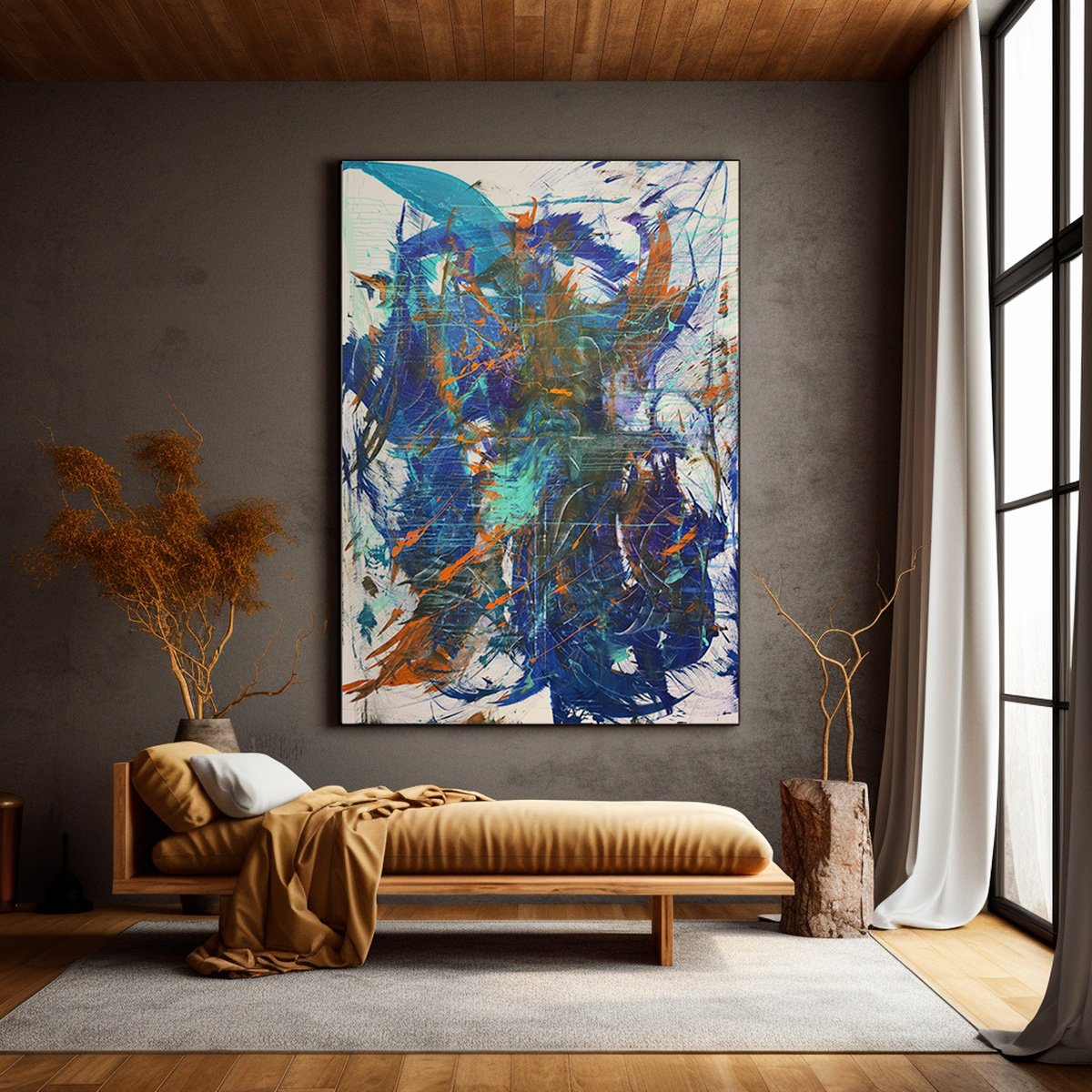 Organic Abstract Acrylic Painting By Anatoliy Menkiv, 55 X 79, Memory Of The Sea. 55,12X78,74Inch / 140X200Cm, Original Artwork