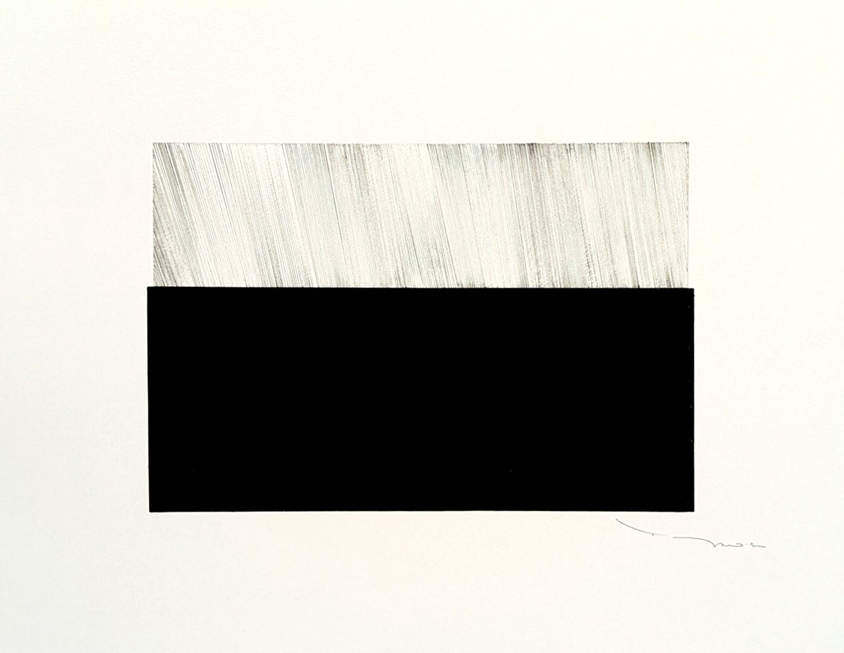 Abstract Ink Drawing By Tehos, 26 X 20", Tehos Grand Carre Long 2025 08, Original Artwork