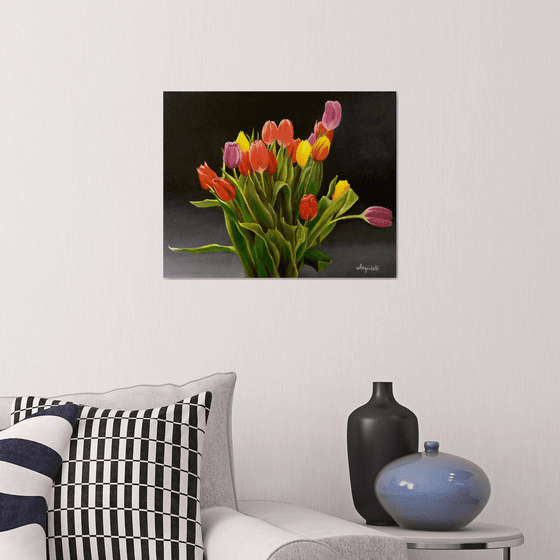 Bouquet of tulips  - flowers - still life - original painting