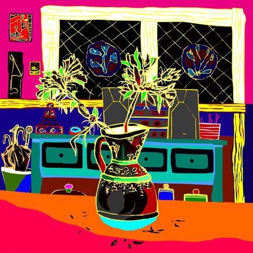 The small flower jug/ La pequeña jarra de flores (pop art, still life) by Alejos