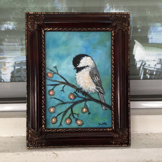 Chickadee # 45 - oil 7X5 canvas