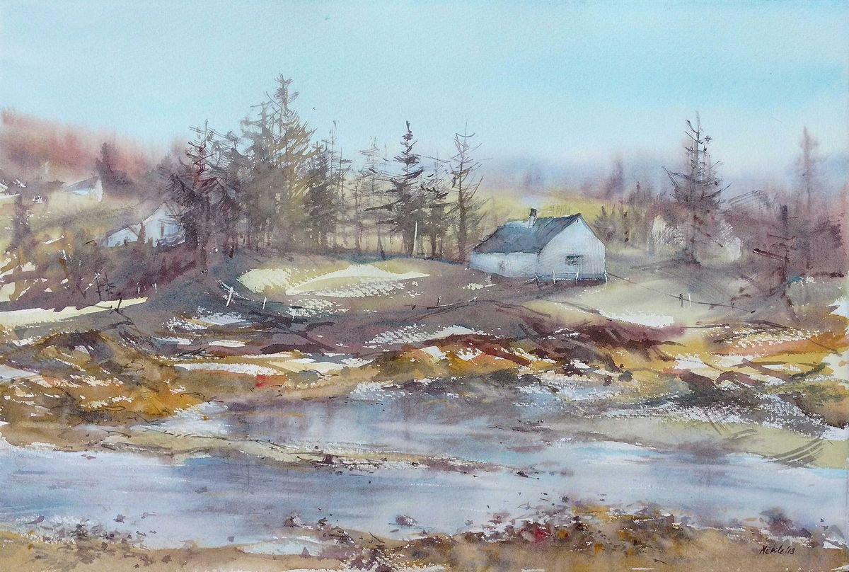 Scottish farm on Skye by Merite Watercolour