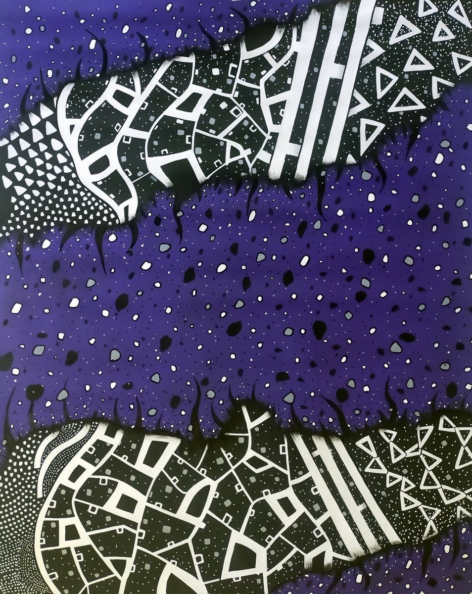 Abstract Acrylic Painting By Riccardo Ticco Capparella, 35 X 43", The Crystal Ship #2, Original Artwork