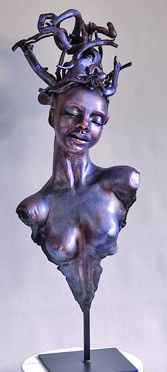 "Braids" Mixed media sculpture 63x23x32cm.