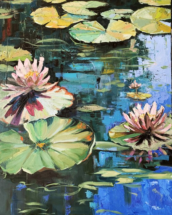 Pond with water lilies.