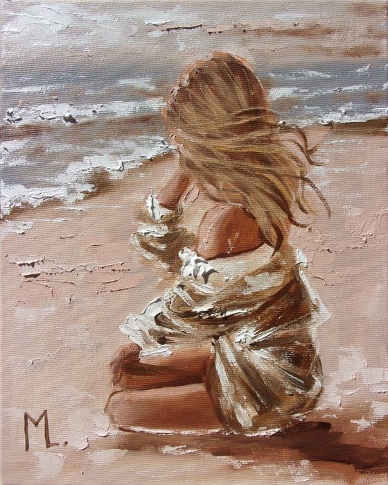 " NEW DAY ... " SUN SKY SEA SAND liGHt  ORIGINAL OIL PAINTING, GIFT, PALETTE KNIFE