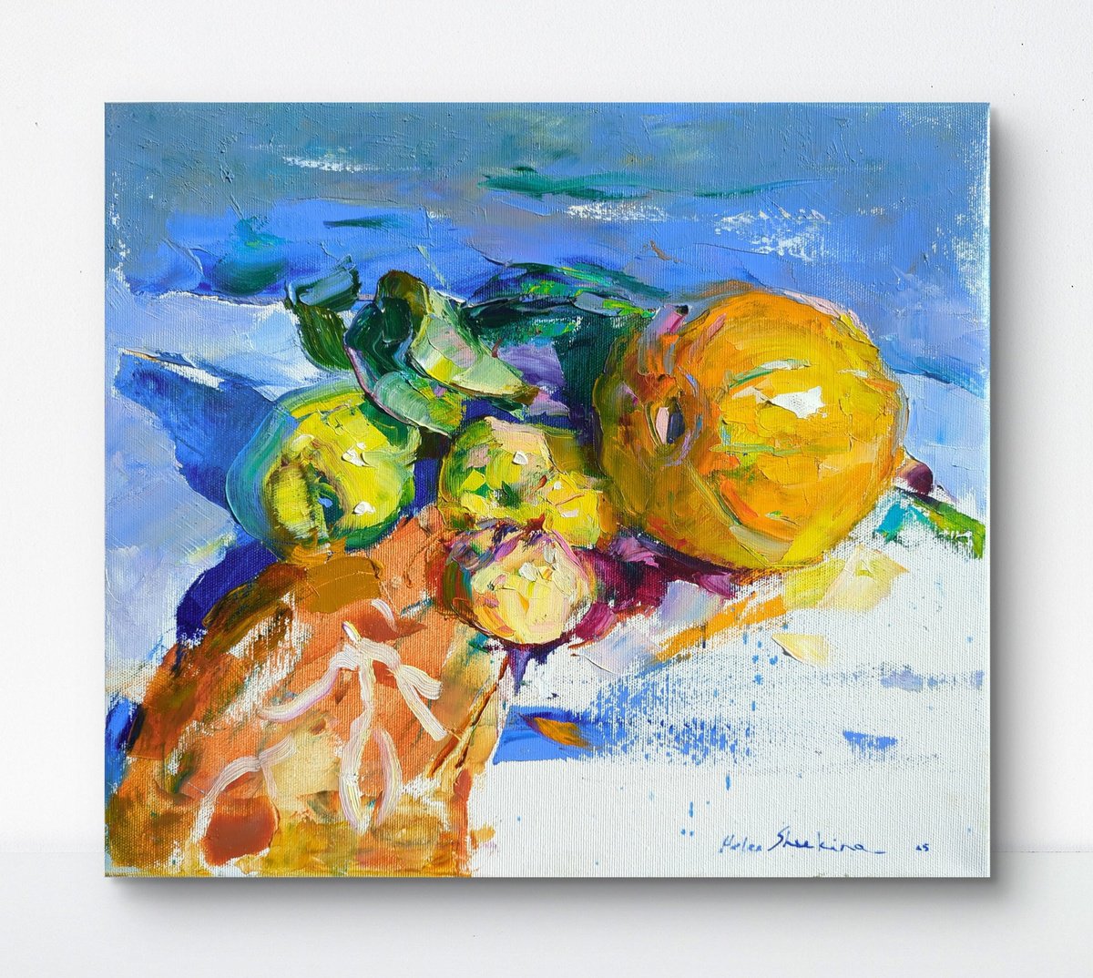 Impressionistic Still Life Oil Painting By Helen Shukina, 16 X 14, In The Rays Of The Autumn Sun, Original Artwork