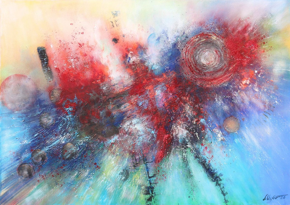 Abstract Cosmic Collision By Ludmilla Ukrow, 28 X 20, Artwork For Sale On Artfinder