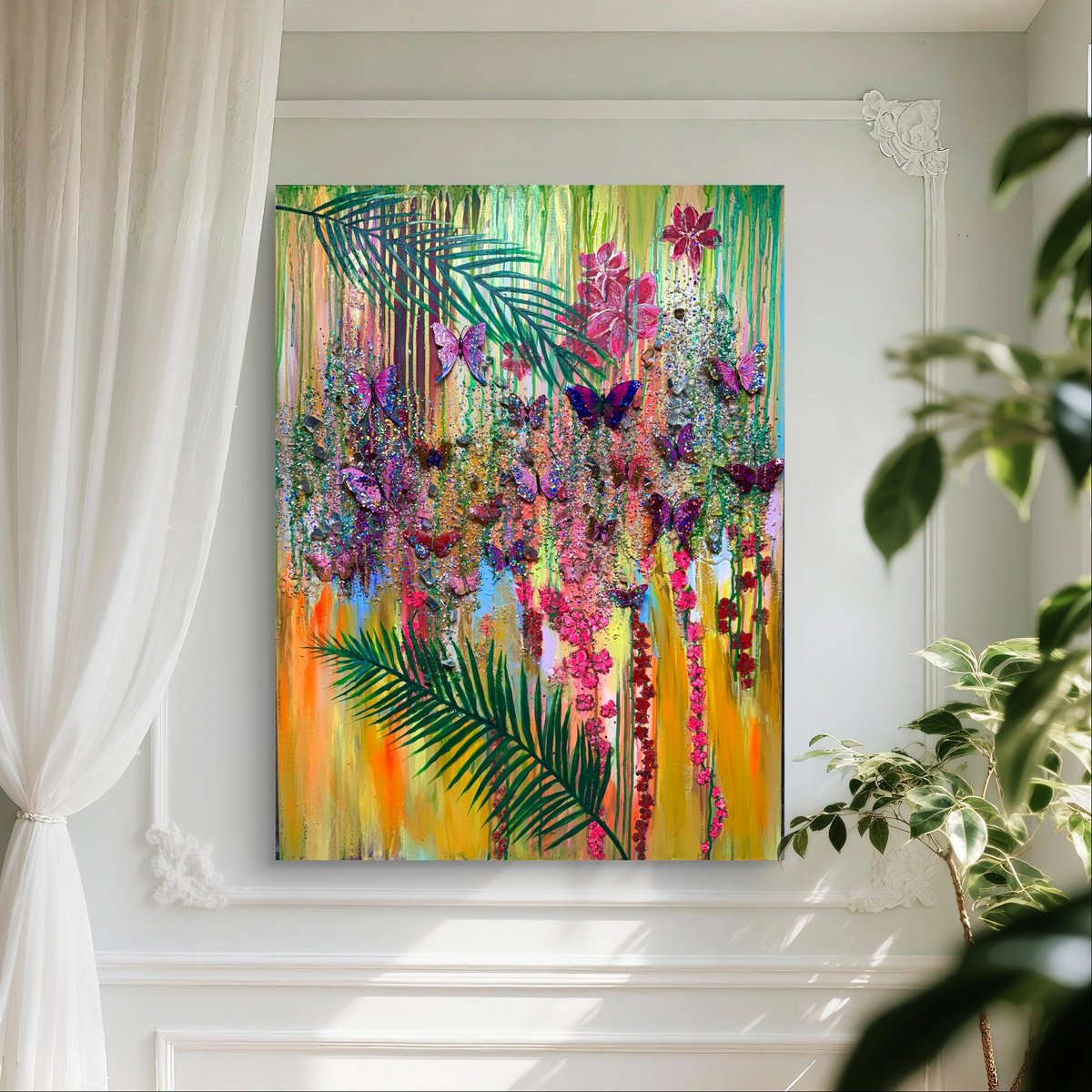 Pink Butterflies By Henrieta Angel, 30 X 40, Artwork For Sale On Artfinder
