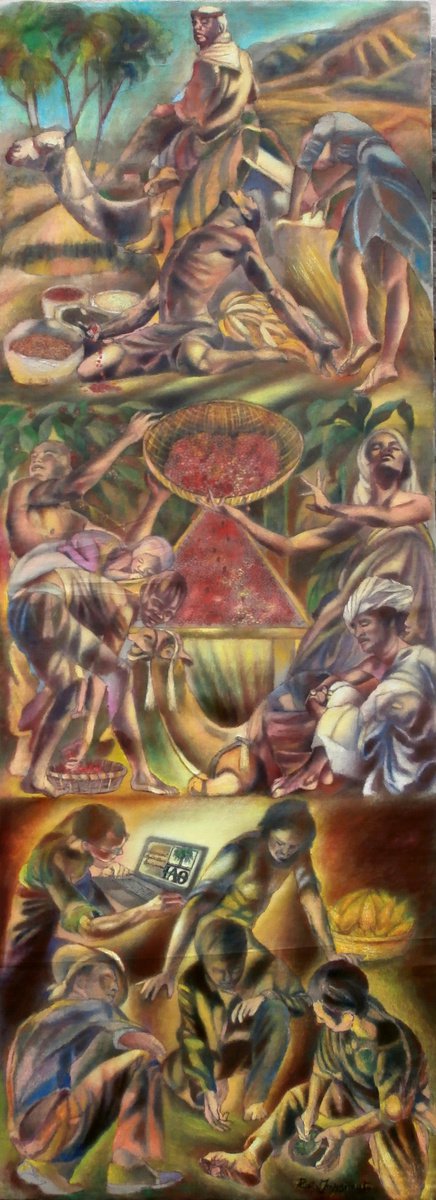 Expressive Portrait Oil Painting By Paola Imposimato, 17 X 44", Natural Resource Studies, Original Artwork