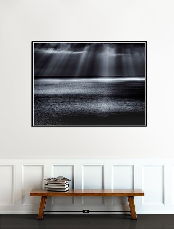 First Night - Black and White Seascape 60 x 40 inches Canvas