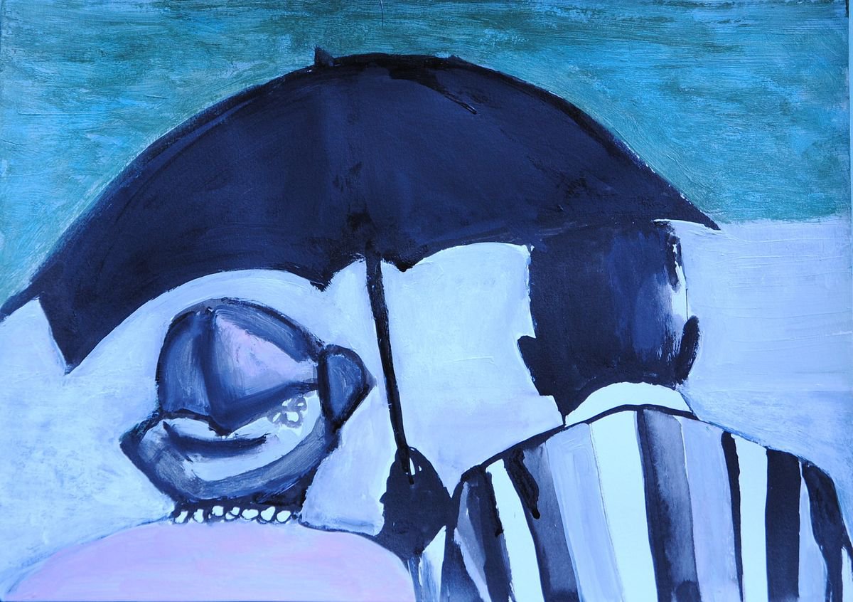 Portrait Acrylic Painting By Alexandra Djokic, 12 X 8, Twosome, Original Artwork