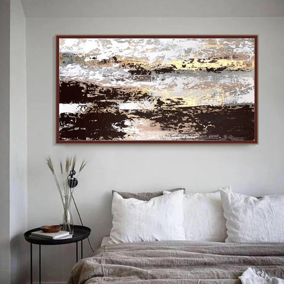 Luxury Gold Pink Burgundy Abstract on canvas. textured painting