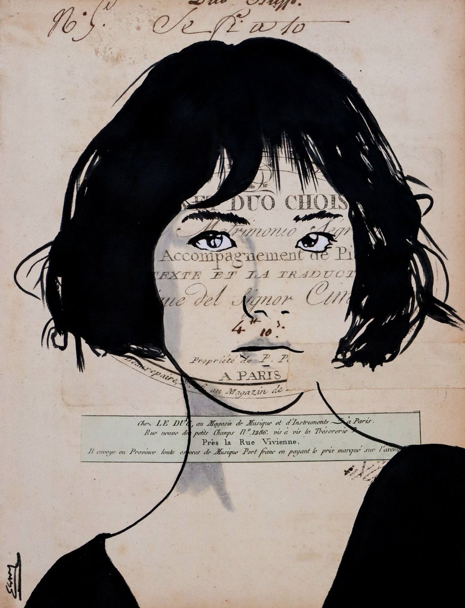 Expressive Portrait Ink Drawing By Jan Noah, 9 X 13, Soul Story, Original Artwork