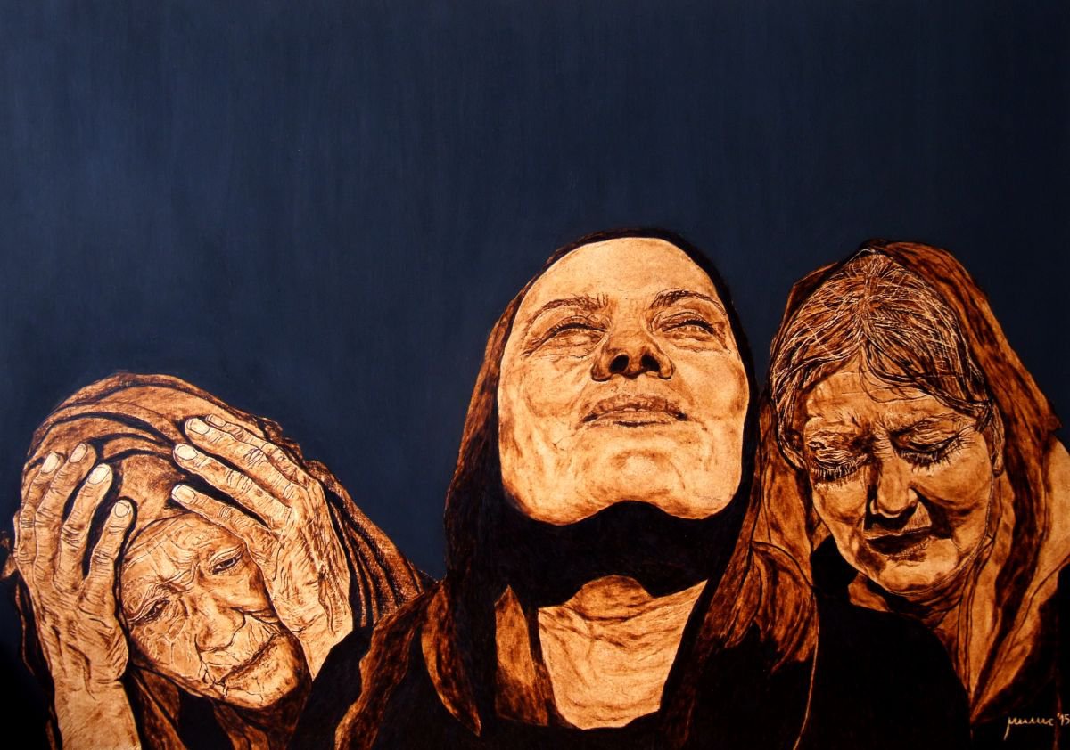 Expressive Painting , Women Of Faith By Milis Pyrography, 28 X 20, Artwork For Sale On Artfinder