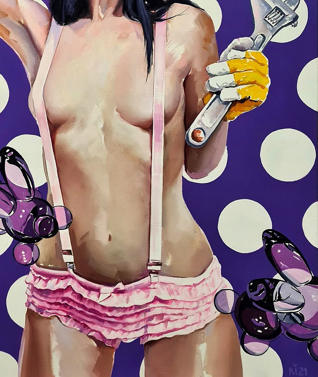 Urban And Pop Portrait Giclee Print By Igor Konovalov, 20 X 28, Girl With A Key, Original Artwork