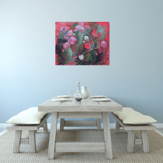 Peonies in red tones