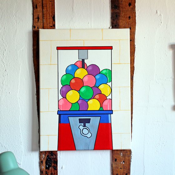 Retro Gumball Machine Painting