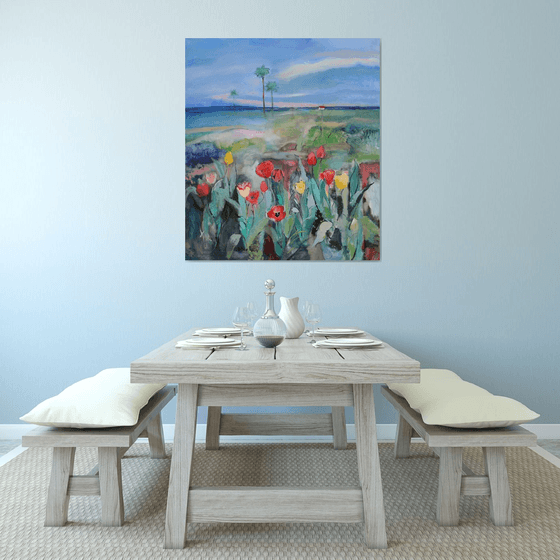 Landscape with tulips