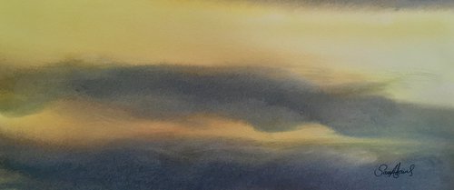 Sunset to dusk with clouds over sea by Samantha Adams