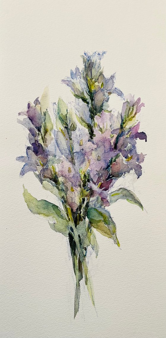 Bouquet of bluebells. Original watercolour painting.