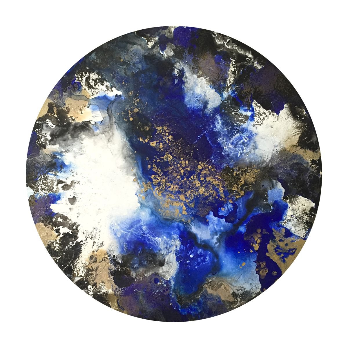 Blue Orbit, 70 x 70cm, circle canvas art for the | Artfinder