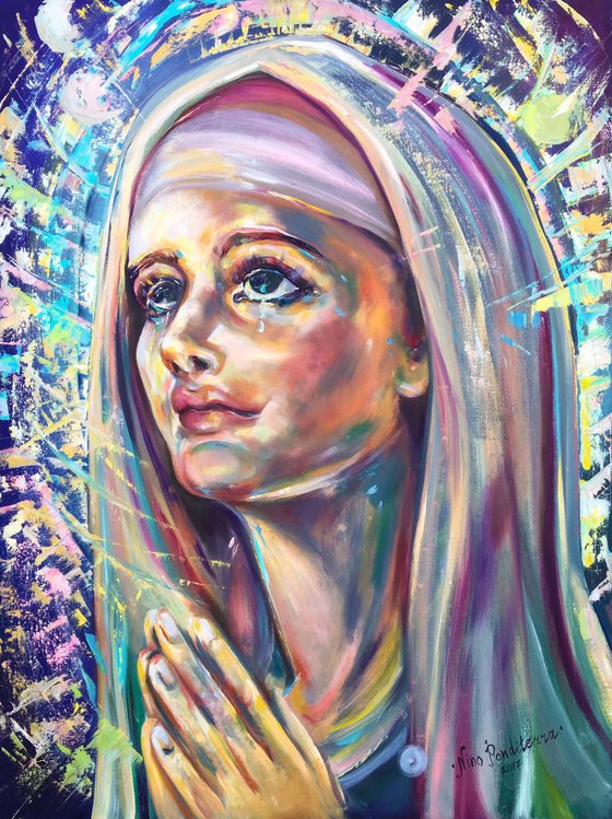 Saint Clare of Assisi - original christian saints oil art painting