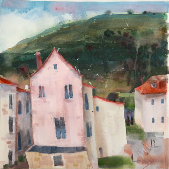 Dubrovnik Houses - small watercolor