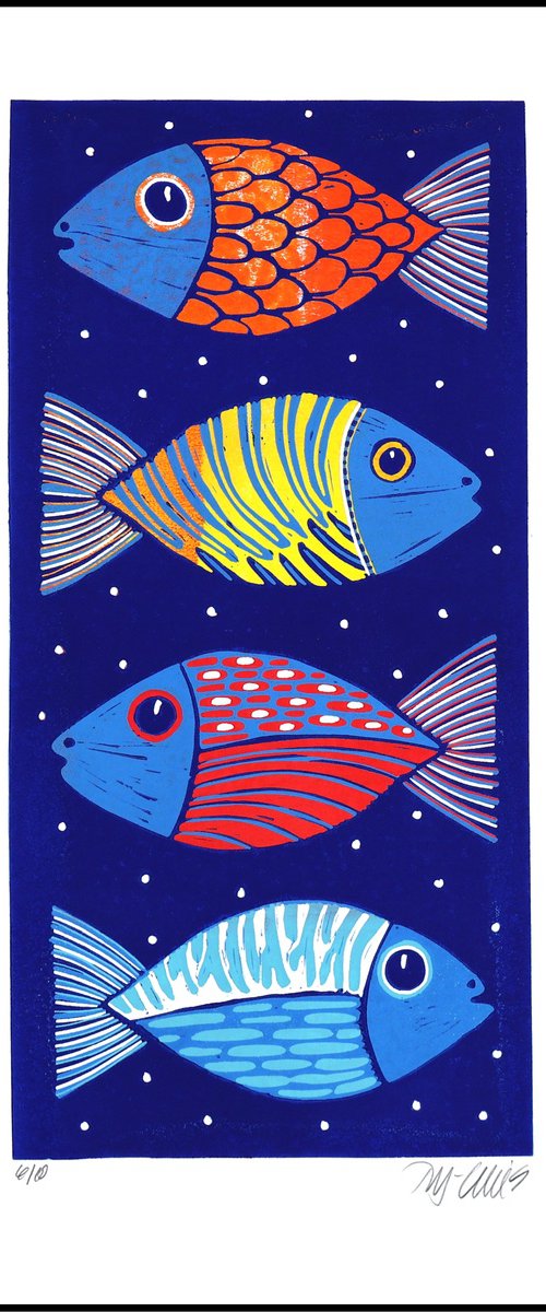 Happy fish no 6 by Mariann Johansen-Ellis