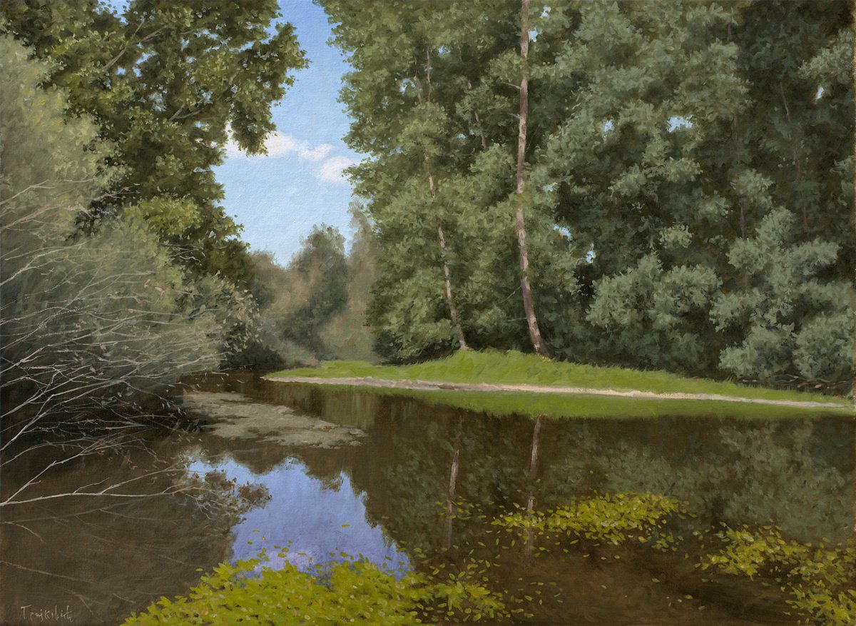 Impressionistic Landscape Oil Painting By Dejan Trajkovic, 30 X 22, Without Us, Original Artwork